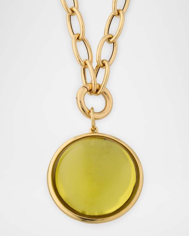 Mischief 18K Yellow Gold Lemon Quartz Disc Pendant Necklace